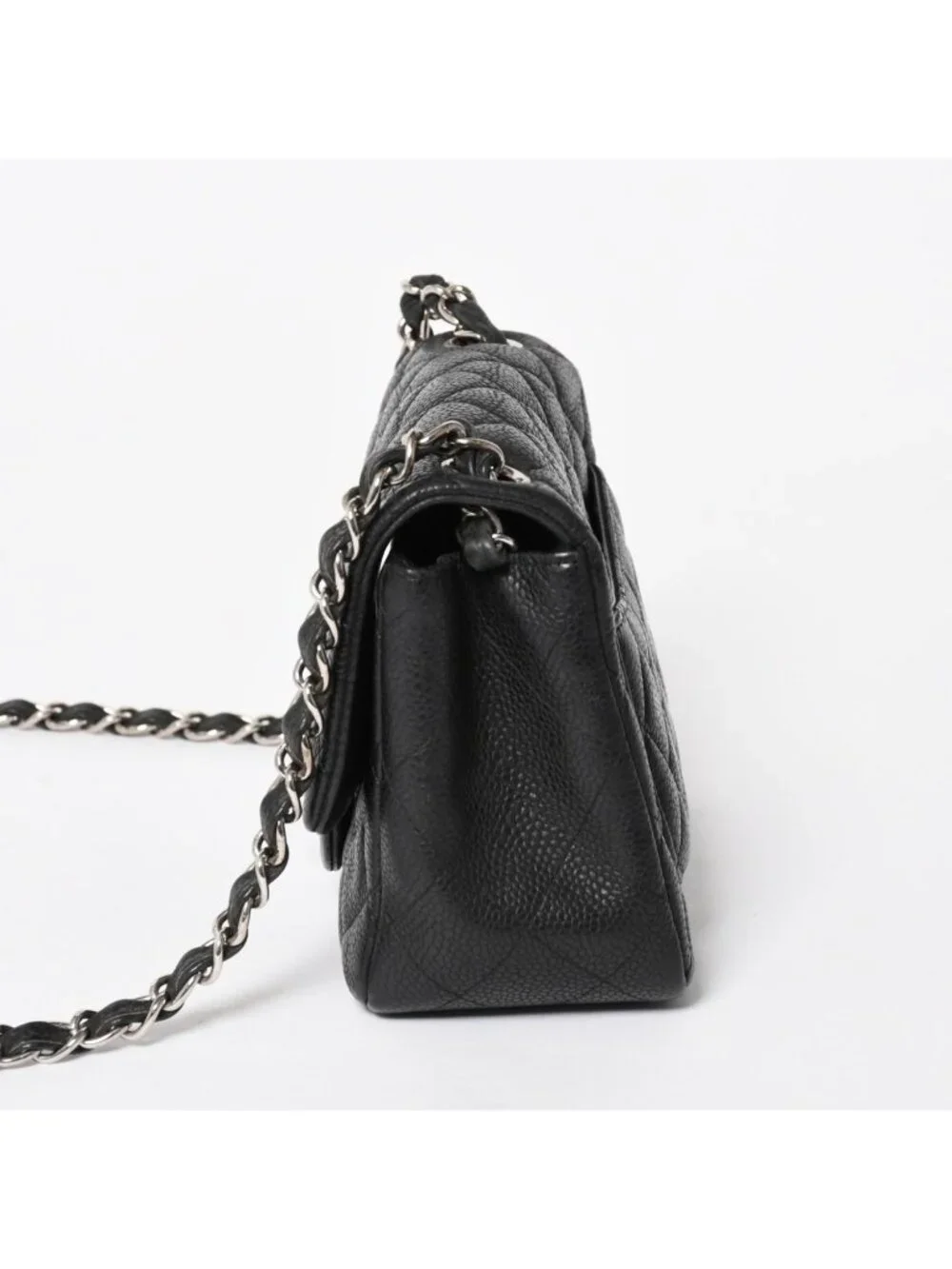 Chanel Mini Quilted 17 S Flap S Chain Shoulder Bag CC Logo Caviar Leather Black